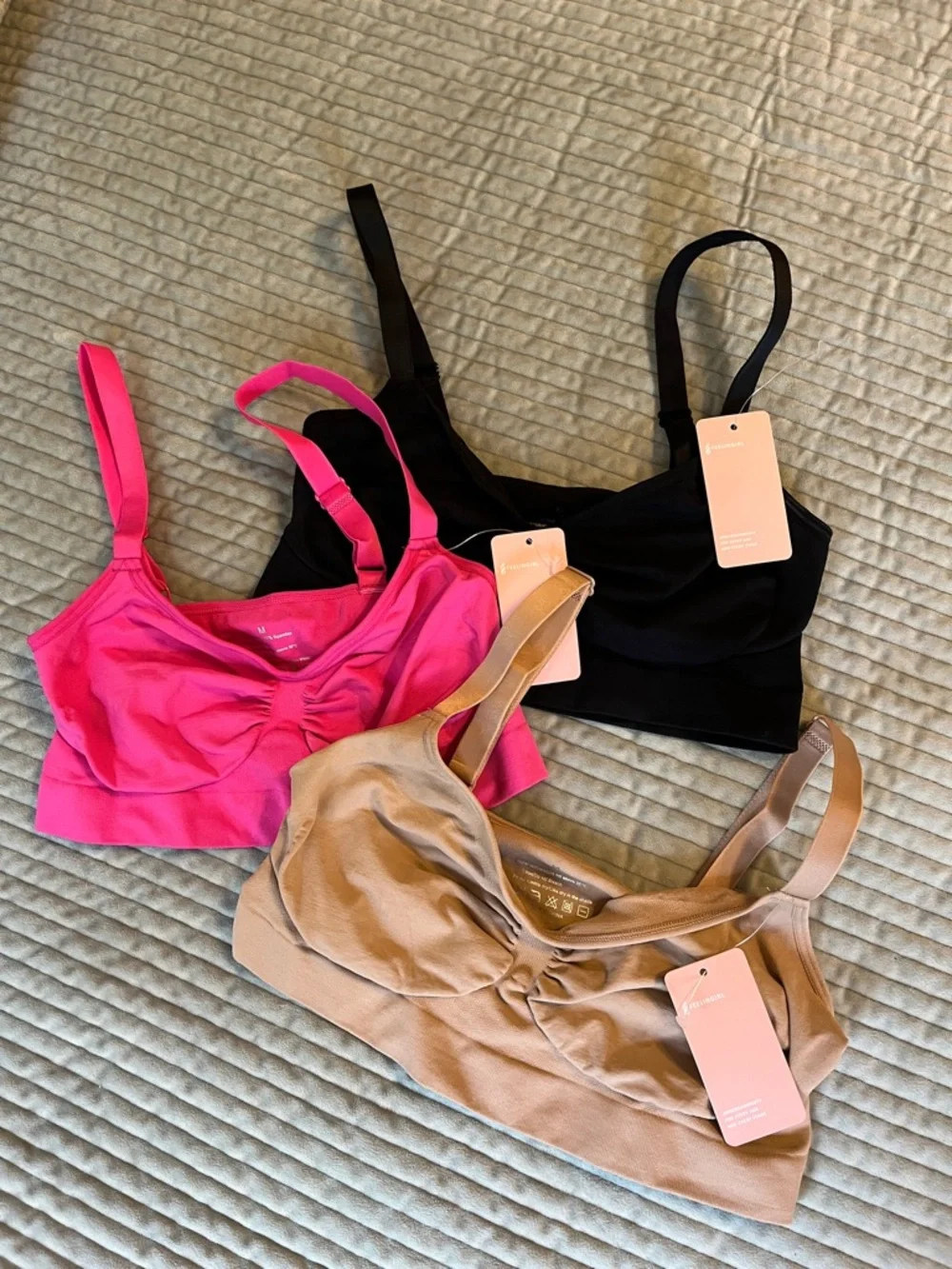 Everyday Soft Cup Bralette in Black, Hot Pink, and Nude- Set of 3 - Picture 1 of 7